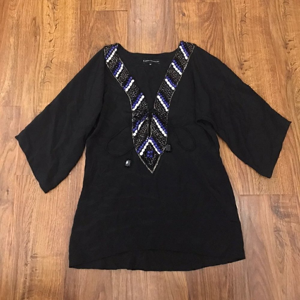Karina Grimaldi beaded silk blouse